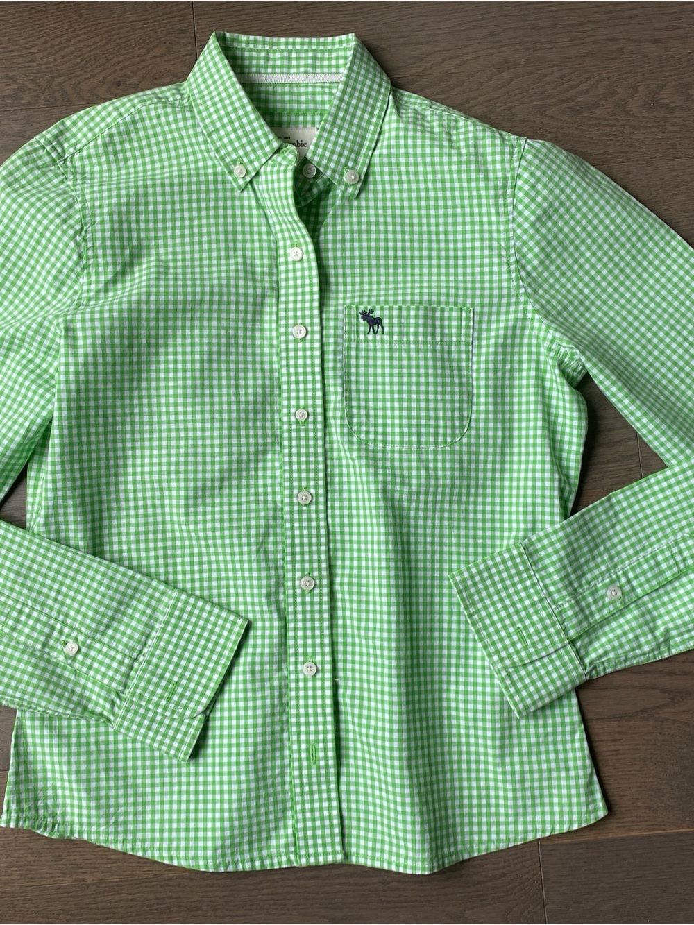 Abercrombie & Fitch Light Green Gingham Shirt